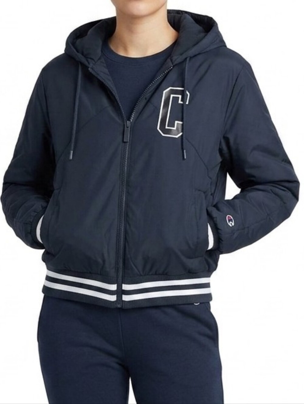 Chamion Collegiate Logo Hooded Water Resistant Jacket S